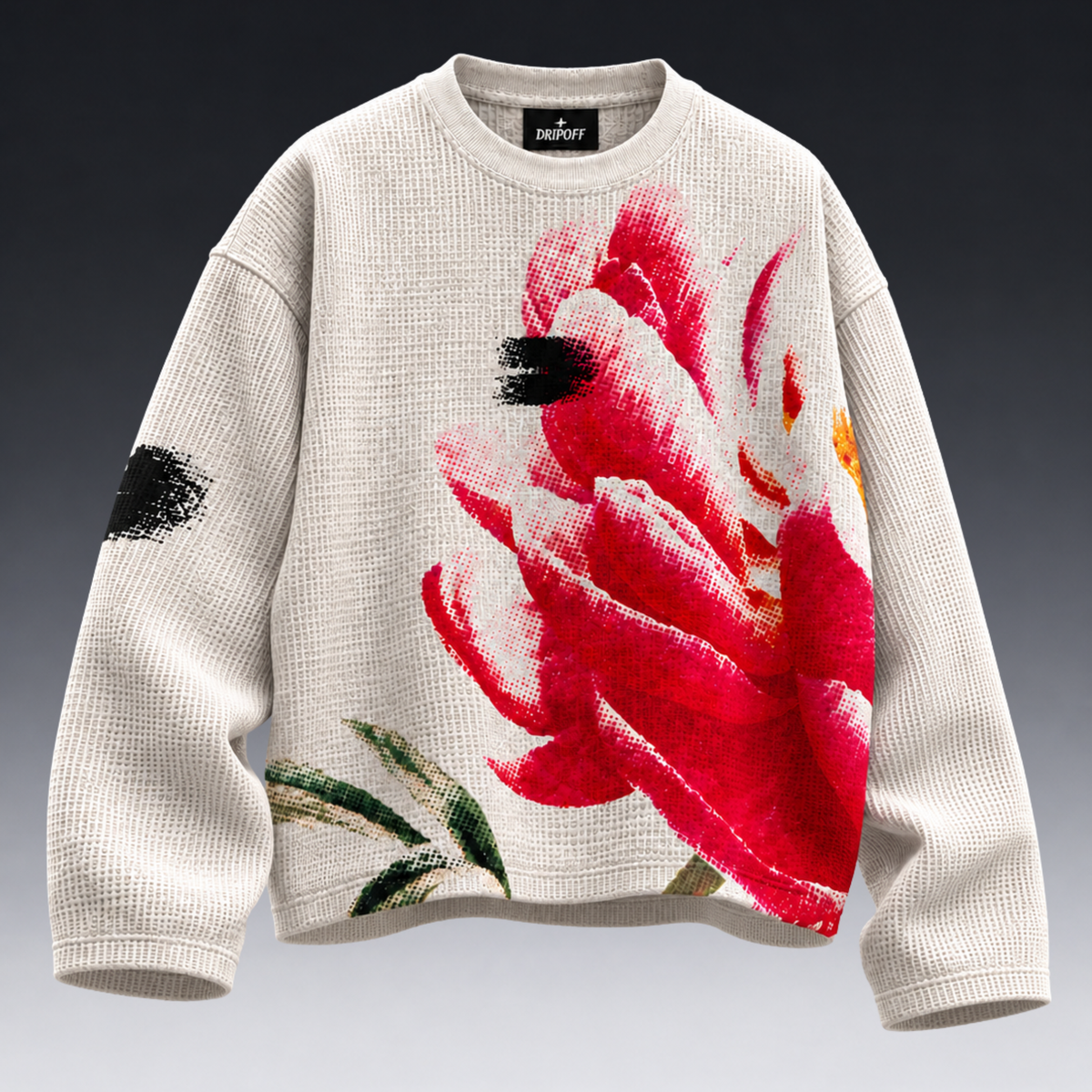 Crimson Bloom Waffle Tee