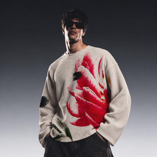 Crimson Bloom Waffle Tee