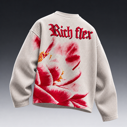 Crimson Bloom Waffle Tee