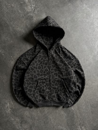 Shadow Leopard Zip Hoodie
