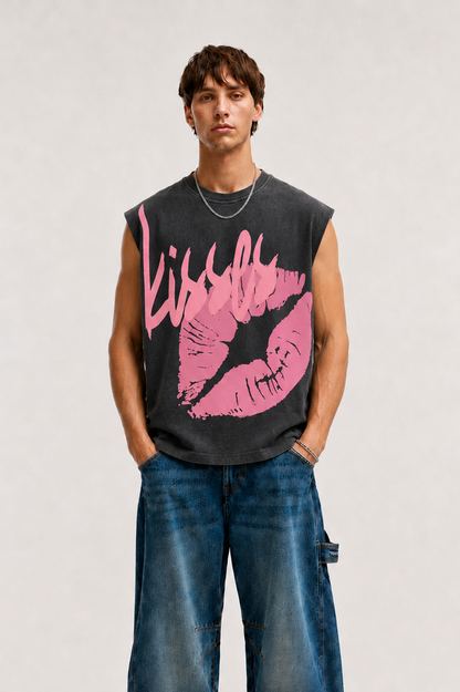 KISSES ACID-WASHED TANK