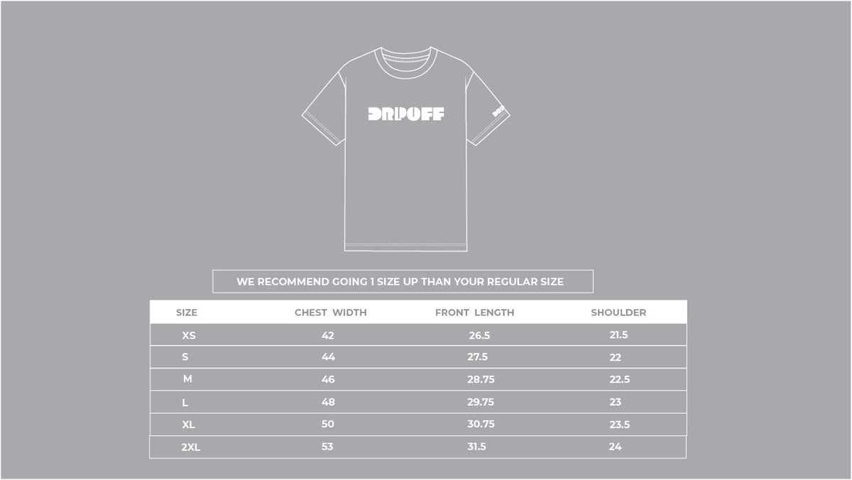 Size chart for Weekend Therapy Tee