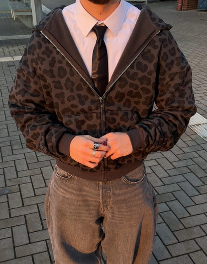 Shadow Leopard Zip Hoodie