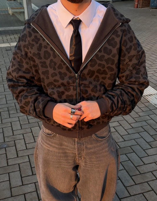 Shadow Leopard Zip Hoodie